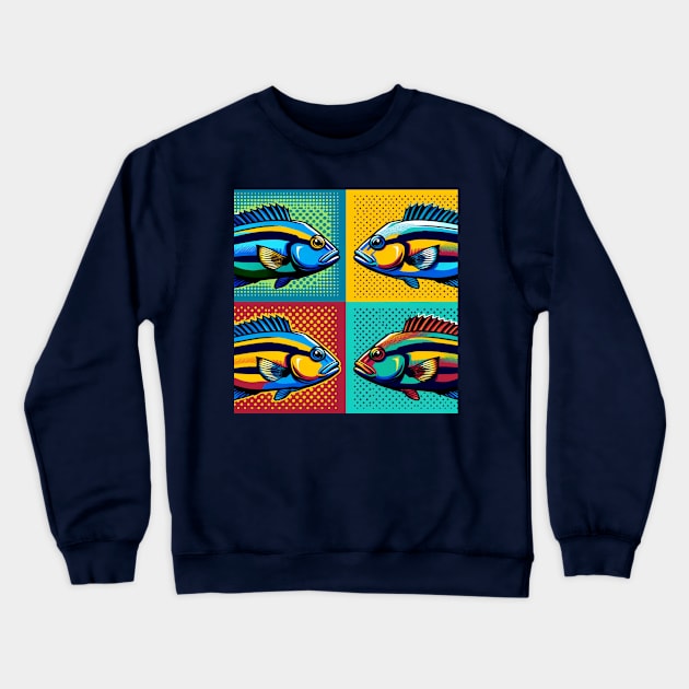 Pop Bluestreak Cleaner Wrasse Art - Trendy Marine Life Crewneck Sweatshirt by PawPopArt